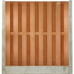 Hout & Beton schutting grijs - hardhout Bankirai Timber recht 15L (197 x 200 cm) v-groef schermdikte 3,9 cm