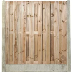 Hout & Beton schutting grijs - Grenen recht 15L rvs groen geimpregneerd (180 x 180 cm) dikte 4,7 cm