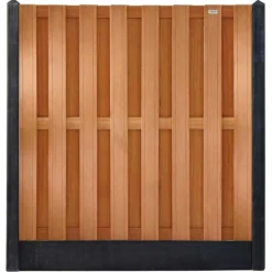 Hout & Beton schutting zwart - hardhout Bankirai Timber recht 15L (197x200 cm) v-groef 3,9cm dik
