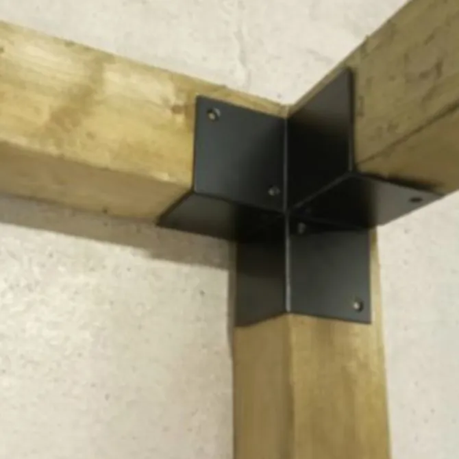 Houtverbinding drieweg - verzinkt en zwart gepoedercoat - 85 x 85 mm