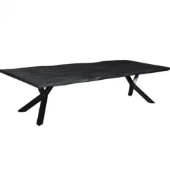 I-Catchers Boomstamtafel massief Mango zwart - 260 x 100 x 78 cm - Bladdikte 5,6 cm - Y-poten