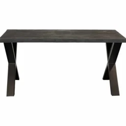 I-Catchers Eettafel massief Mango zwart - 160 x 90 x 78 cm - Bladdikte 5,6 cm - X-poot