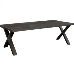 I-Catchers Eettafel massief Mango zwart - 240 x 100 x 78 cm - Bladdikte 5,6 cm - X-poot