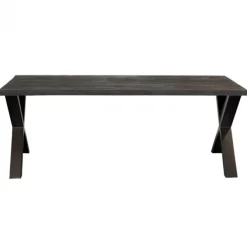 I-Catchers Eettafel massief Mango zwart - 240 x 100 x 78 cm - Bladdikte 5,6 cm - X-poot