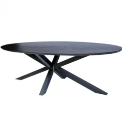 I-Catchers Eettafel ovaal eiken fineer zwart - 240 x 100 x 81 cm - Visgraat - Kruispoot