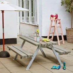 Kinderpicknicktafel vuren gegrond grijsbruin - Alpha 118 x 177 x 57 cm