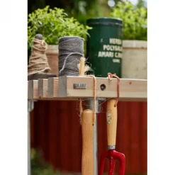 Lattenbijzettafel vuren met wielen - Lengte 140 cm driftwood geverfd