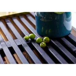 Lattenbijzettafel vuren met wielen - Lengte 140 cm zwart geverfd