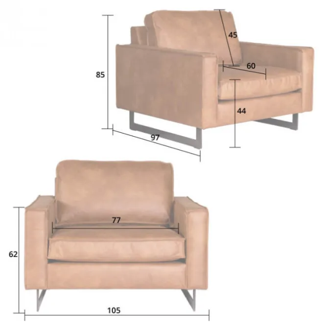 Loveseat - Riverdance - leer Colorado antraciet 01