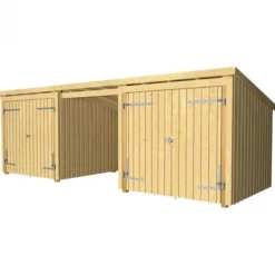 Multi tuinhuis 2 dubbele deur/dicht/open 14 m2 onbehandeld 218 x 635 x 220 cm