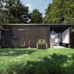 Multi tuinhuis dubbele deur/dicht/open 14 m2 onbehandeld 218 x 635 x 220 cm