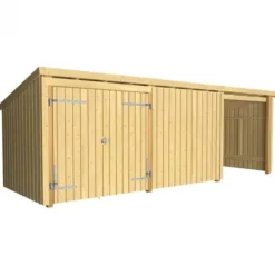 Multi tuinhuis dubbele deur/dicht/open 14 m2 onbehandeld 218 x 635 x 220 cm