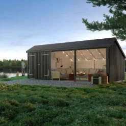 Multi tuinhuis dubbele deur / open 15,5 m2 onbehandeld 248 x 635 x 250 cm