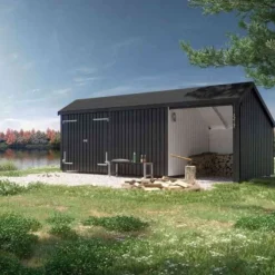 Multi tuinhuis dubbele deur/dicht/open 15,5 m2 onbehandeld 248 x 635 x 250 cm