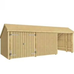 Multi tuinhuis dubbele deur/dicht/open 15,5 m2 onbehandeld 248 x 635 x 250 cm