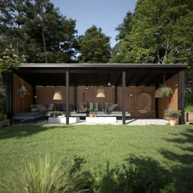 Multi tuinhuis open 14 m2 onbehandeld 218 x 635 x 220 cm - Type A