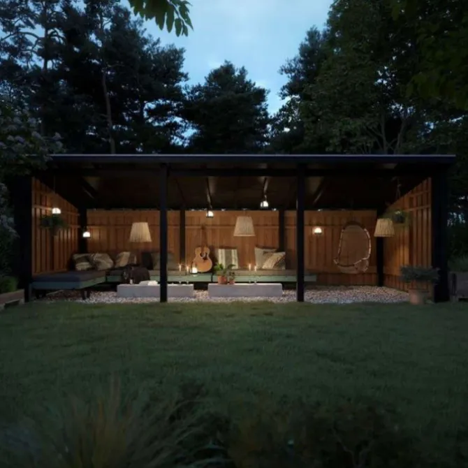 Multi tuinhuis open 14 m2 onbehandeld 218 x 635 x 220 cm - Type A