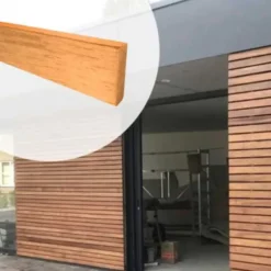 Open gevelbekleding hardhout Jatoba horizontaal 2,1 x 5,8 cm