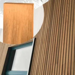 Open gevelbekleding hardhout Jatoba verticaal 2,1 x 14,5 cm