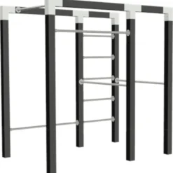 Outdoor fitnesstoestel zwart hout - model 2