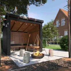 Overdekt huis met hoekbank 5 m2 - 229 x 218 x 169/220 cm