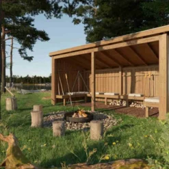 Overdekt huis met u-hoekbank 9,5 m2 - 432 x 218 x 169/220 cm