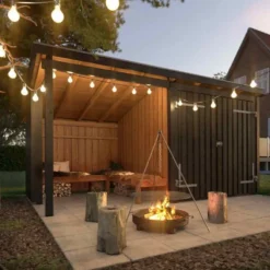 Overdekt huis met u-hoekbank en schuur 9,5 m2 - 432 x 218 x 169/220 cm