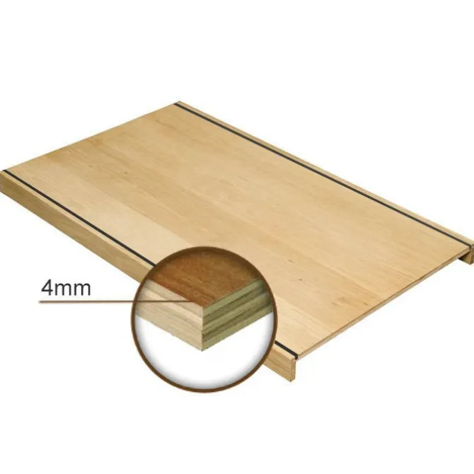 Overzettreden met neus (2 stuks) - Eikenhout 3 mm toplaag Natuur - Met sleuf voor antislipstrip