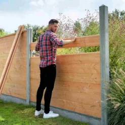 Paal beton met sleuf - begin-eindpaal 11,5 x 11,5 cm antraciet