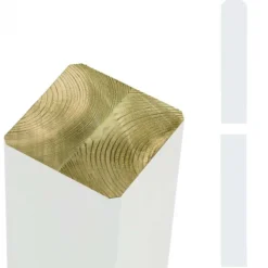 Paal vuren 9 x 9 cm wit (268 cm) ongepunt met afgeronde kant geschaafd