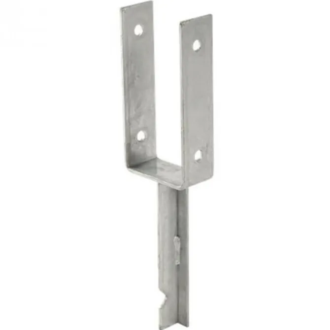 Paalhouder gepunt U gegalvaniseerd tbv tuinpaal van 9 x 9 cm - 40 cm