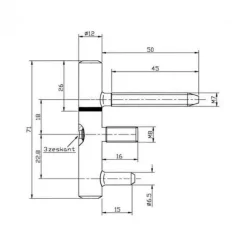 Paumelle voor stalen kozijn 71 x 12 mm voor opdekdeuren - vernikkeld