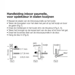 Paumelle voor stalen kozijn 71 x 12 mm voor opdekdeuren - vernikkeld