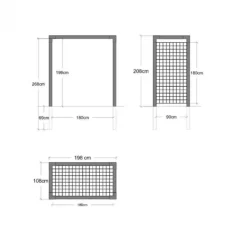 Pergola hout met gaaspanelen - 198 x 108 x 208 cm
