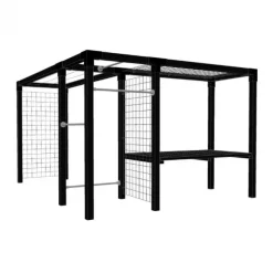 Pergola hout met tafel, fitness en waslijn - 369/297 x 108 x 208 cm