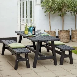 Picknicktafel vuren - Country - gegrond zwart - 181 x 177 x 76 cm