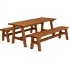 Picknicktafel vuren - Country - gegrond teak - 181 x 177 x 76 cm