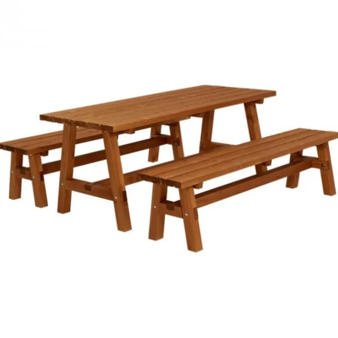 Picknicktafel vuren - Country - gegrond teak - 181 x 177 x 76 cm