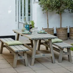 Picknicktafel vuren - Country - gegrond grijsbruin - 181 x 177 x 76 cm