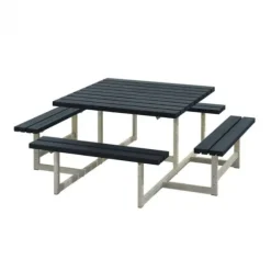 Picknicktafel vuren - Picknick vierkant gegrond zwart