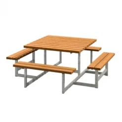 Picknicktafel vuren - Picknick vierkant gegrond teak