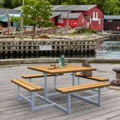 Picknicktafel vuren - Picknick vierkant gegrond teak
