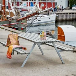 Picknicktafel vuren gegrond grijsbruin - Alpha - 118 cm