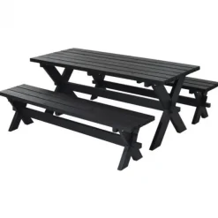 Picknicktafel vuren geimpregneerd - Nostalgi - zwart - 76 x 177 x 72 cm