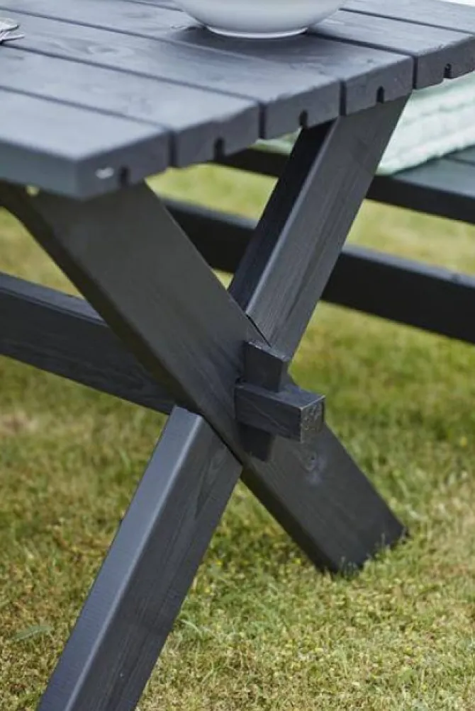 Picknicktafel vuren geimpregneerd - Nostalgi - zwart - 76 x 177 x 72 cm