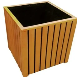 Plantenbak hardhout Stripes black 50 x 50 x 50 cm geolied