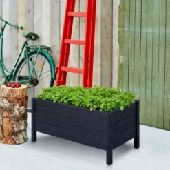 Plantenbak vuren gegrond zwart - 37 x 88 x 39 cm