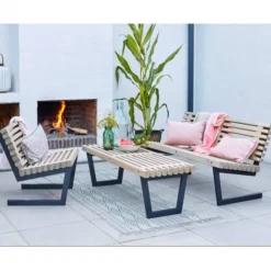 Plus Danmark Tuinset Siesta - Dennenhout grijs gebeitst - Tafel 138 cm breed