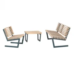 Plus Danmark Tuinset Siesta - Dennenhout grijs gebeitst - Tafel 80 cm breed