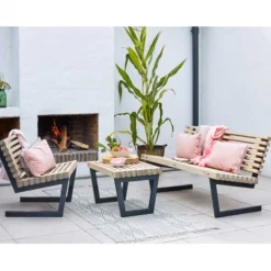 Plus Danmark Tuinset Siesta - Dennenhout grijs gebeitst - Tafel 80 cm breed